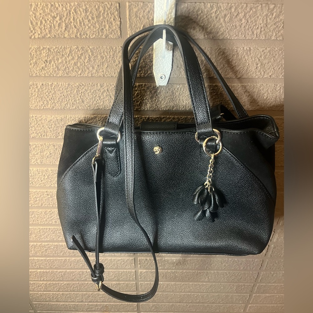 LC Lauren Conrad Black Pebbled Tote Bag w/ Shoulder Strap